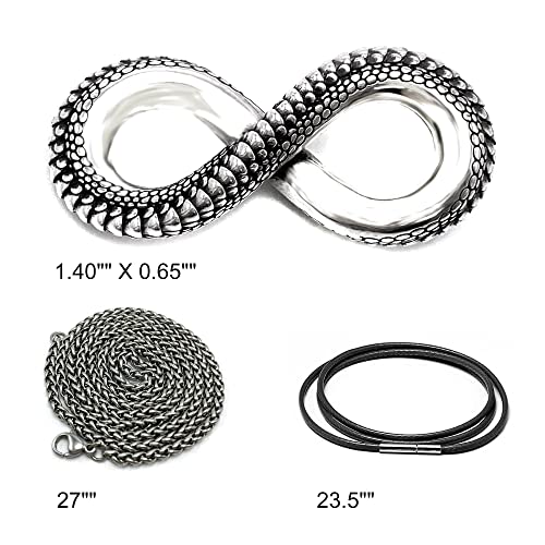 Infinity Necklace with Dragon Scales Design, Titanium Steel Pendant Gothic Punk Jewelry Gift for Him Men Women3