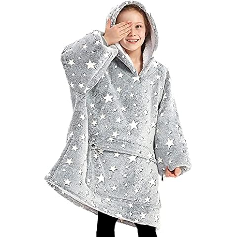 KFUBUO Kids' Wearable Blanket Hoodie with Pocket Cover