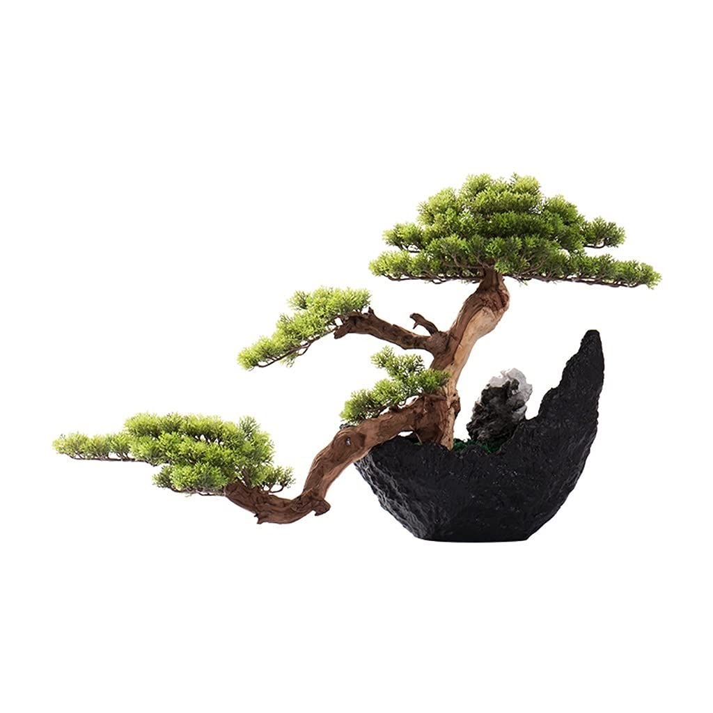 Aioneer Artificial Bonsai Plant Artificial Plant Bonsai Creative Ceramic Flowerpot Simulation Wood Root Carving Welcoming Pine Living Room And Office Desktop Decoration Ee