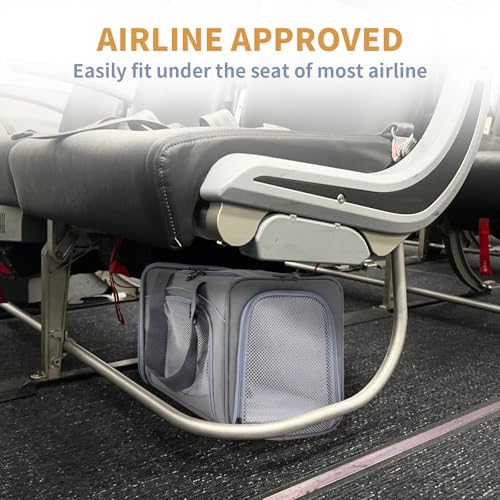 Petsfit Transporttasche Katze & Hundetasche Flugzeug | Flugtasche für Hunde & Transportbox Katze | Flugtaugliche Haustiertasche | Sicherer Transport in Auto, Flugzeug und Bahn, S/Grau