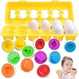 CPSYUB Toddler Toys, 18 Month Toys, Easter Eggs Gifts Fine Motor Skills Toys for 1, 2, 3, 4 Year Old Girls Boys, Montessori Educational Color Shape Recognition Skills Learning Toys BPA Free (12 Eggs)