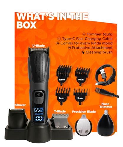 Image of Bombay Shaving Company 12 in 1 Full Body Trimmer for Man | Runs Nonstop for 300 Mins | 5 Attachments | Beard, Body, Nose, Hair | Type C | Gift for men | Rechargeable All In One Men Trimmer | Legend 365