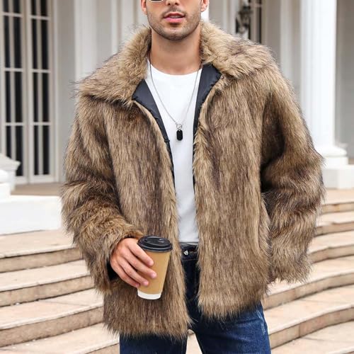 Faux Fur Jacket for Men Fleece Winter Jacket Fuzzy Open Front Cardigan Big and Tall Warm Jacket Zip Up Coats2