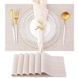 HGMO Placemats, Set of 6 Heat Resistant Stain Resistant Anti-Water Non-Slip Placemats for Dining...