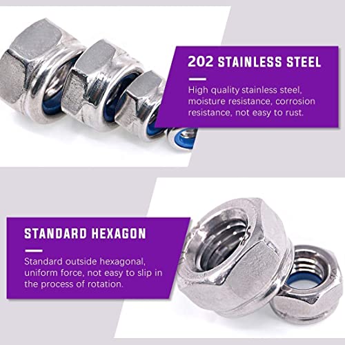 Image of Epi-Torque 211 Pcs Stainless Steel Metric Nylon Insert Lock Nut Assortment Kit - 7 Sizes: M3 M4 M5 M6 M8 M10 M12 With Plastic Storage Box