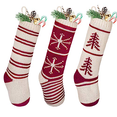 LimBridge Christmas Stockings, 3 Pack 20 inches Large Luxury Knit Knitted Classic...