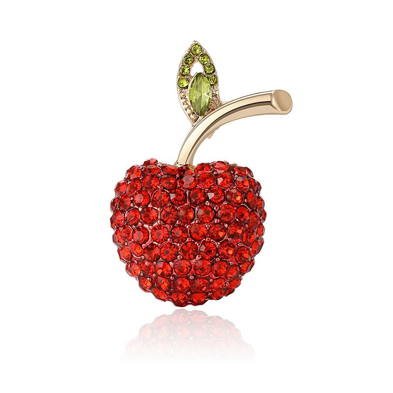 Image of Cute Lemon Brooch Pin for Women Rhinestone Fruit Little Brooch Sparkling Crystal Strawberry Cherry Enamel Pin Christmas Birthday Art Deco Jewelry Gifts