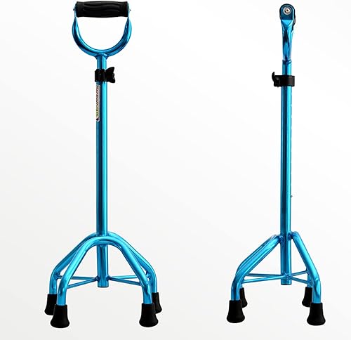 Miniatura 7 de SEVEEZ Bastón cuádruple para personas mayores bastón ajustable con 4 patas base grande cómodo mango en forma de U ayuda de movilidad ligera de