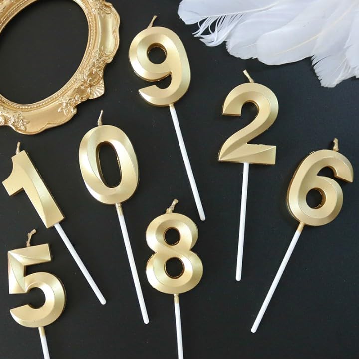 Image of ToyUniverse Number 12 Gold Candle | Twelve | 12 Metallic Gold for Twelfth Birthday,Anniversary, Surprise Party Cake Decoration (Pack of 2,Number 12)