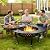 Wisteria Lane 3 in 1 43" Extra Large Fire Pit for Outside Wood Burning with 2 Adjustable Grills, Outdoor Fireplace with Lid and Fire Poker, BBQ & Bonfire & Round Metal Table for Patio, Backyard