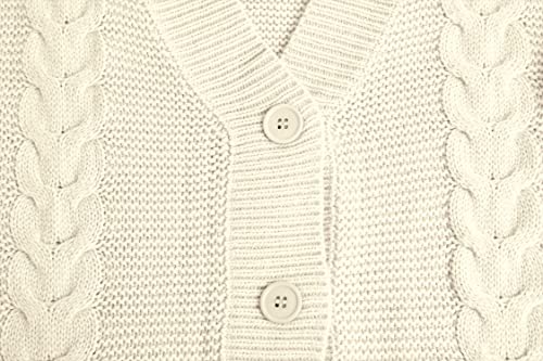 Image of Apbondy Girls Cable Knit Cardigans Button Down Long Sleeve Chunky Sweater Outerwear White