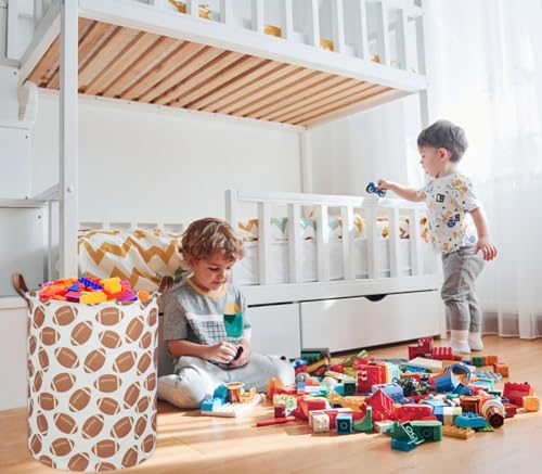 Image of Kids Laundry Hamper Footballs Hamper for Nursery Boy Clothes Hamper Cute Kids Toys Storage Bin Organizer Football Room Decor for Home(Football)
