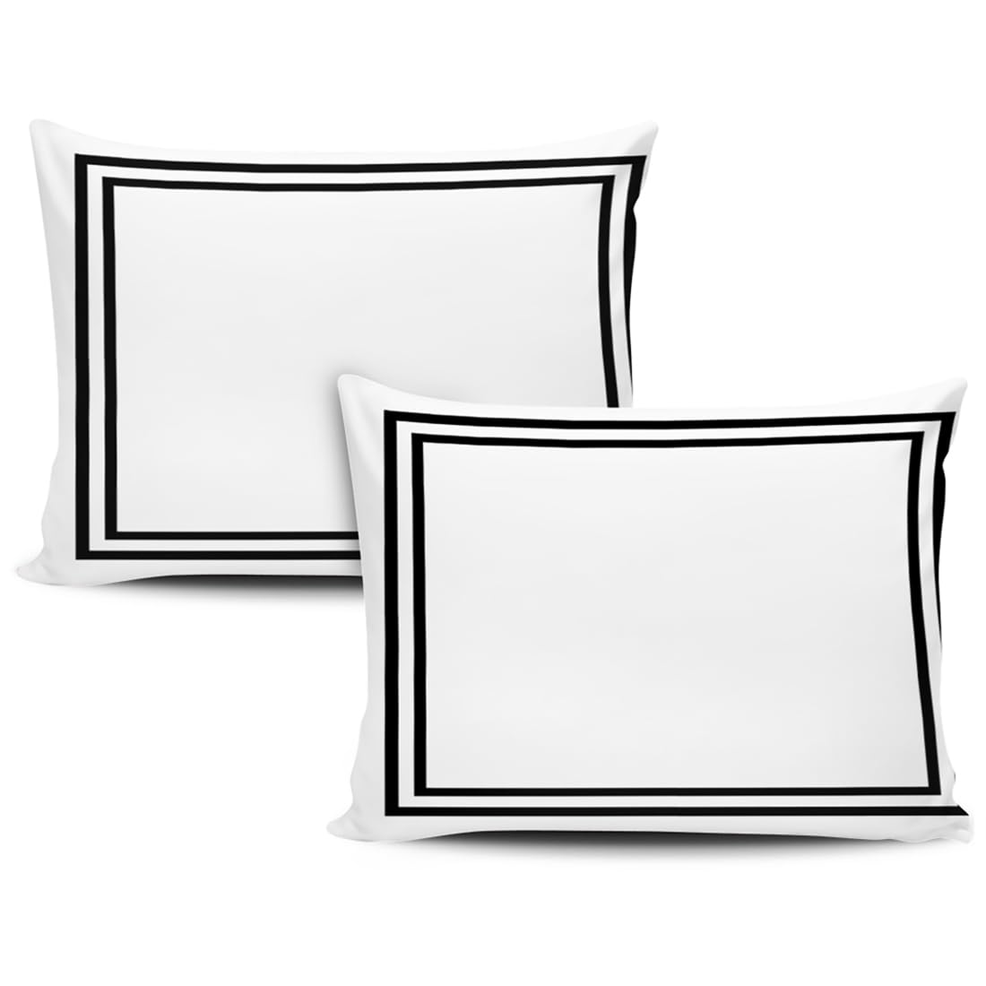 KAQIU Home Decorative Throw Pillows Covers Black Border on White Pillow Case 12 x 18 inches Boudoir Cushion Cover Pillowcase for Bedroom and Sofa D¨¦