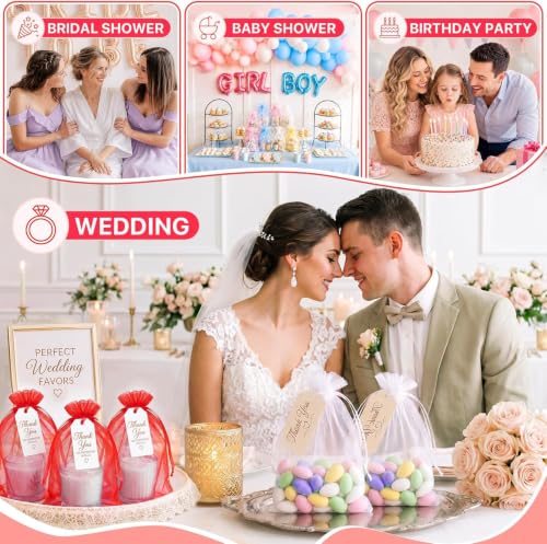 Image of XCLUSY 20PCS (13X18CM)(5x7 inchINCH) Potli Bags for Gifting - Multipurpose Wedding Return Gift Bags | Party Favour, Birthday, Anniversary, Festive Packing Pouches | Organza, Cloth, Brocade, Fancy Luxury Goodie Bags (5x7 Inch RED, 1 Count(Pack of 20))