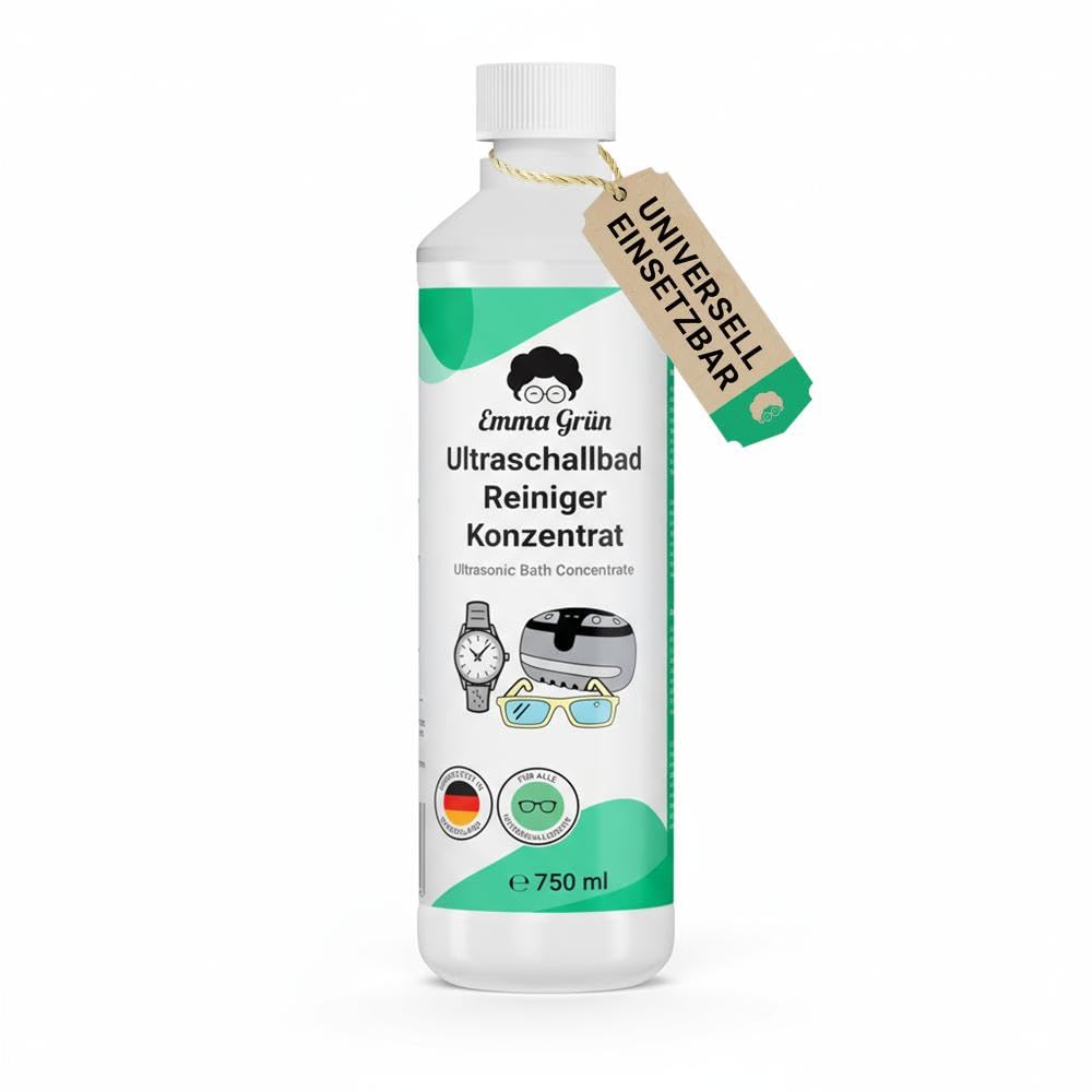 Emma Grün® Ultraschallreiniger Flüssigkeit 5 x 750 ml – Konzentrat für Brillen, Schmuck & Dentalgeräte – für Ultraschallgeräte (5)