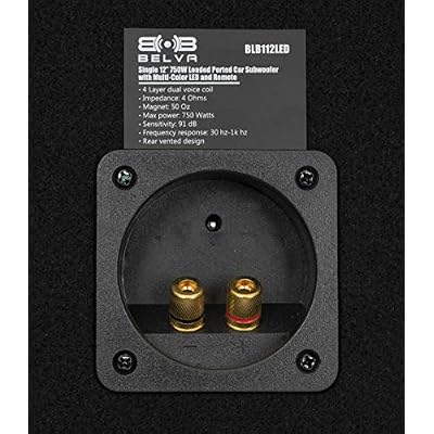 BELVA BLB112LED Single 12-inch 750W Loaded Ported Car Subwoofer with Multi-Color LED and Remote