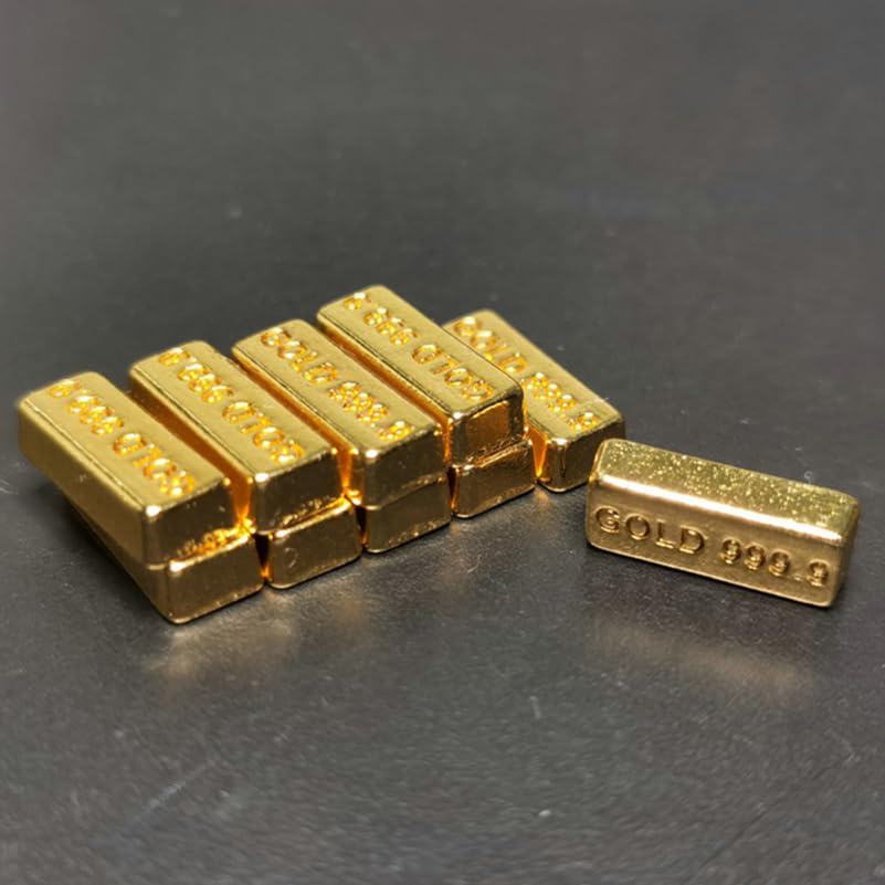 VICASKY Gold Bar Mini Dolls House Kitchen Rug For Doll Miniature Accessories Dollhouse 10Pcs Brick Model Realistic Zinc Alloy Decorative Props for Diy Crafts and Photography - Image 2