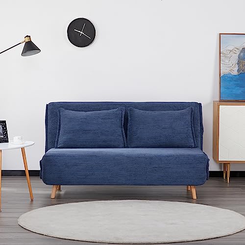 EVERGREENWEB Canapé-lit Convertible en Lit 2 Places 140 cm en Tissu Bleu, Fauteuil-lit Relax...