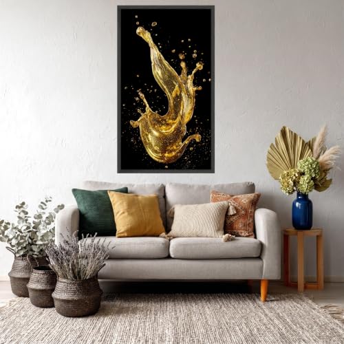 Impression d'art abstrait haut de gamme avec toile dorée de luxe