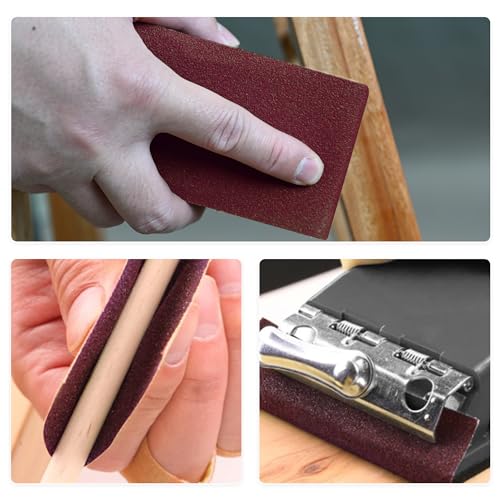 KENDO Schleifpapier Set 84-teilig, 93x230mm inkl. 1 x Handschleifklotz & 3 x Schleifschwämme. Körnungen jeweils 10x P40/60/80/120/180/240/320/400. Ideal für Holz, Metall, Trockenbau für Handschleifer