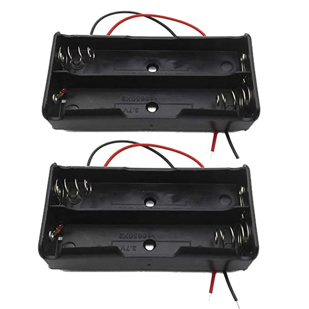 18650 Lithium Ion Battery Holder Compatible with 18650 Lithium-ion Batteries, 1200mah 1500mah, 1800mah, 2000mah, 2200mah, 2600mah, Etc. (2-Slot-2pc)