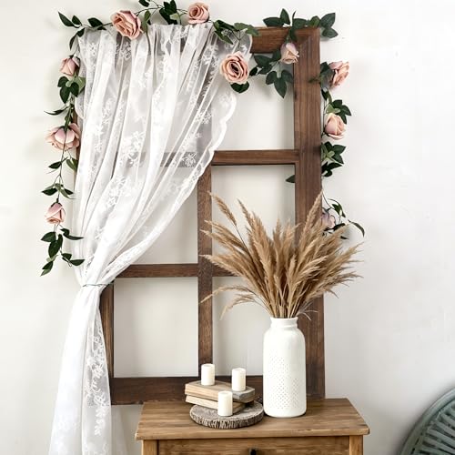 Image of LOSOUR 24x40in Wood Window Frame Wall Art, Vintage Rustic Wall Decor, Farmhouse Windowpane Decor, Decorative Wall Sculptures for Living Room, Bedroom, Entryway, Hallway(2, Brown-no glass, 40 inchL x 24 inchW)