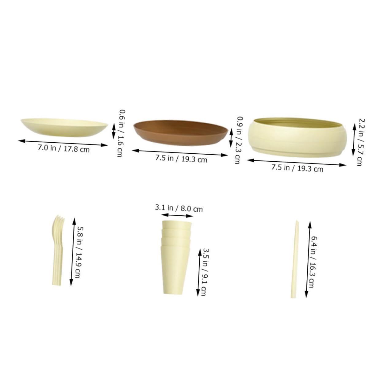 HEMOTON 17pc Portable Camping Dinnerware Set Picnic Utensils Plate Bowl Cup Silverware for Boys and Girls Adults