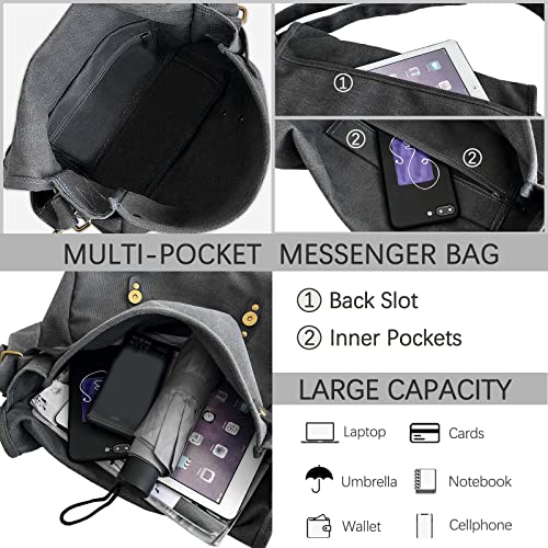 Canvas Messenger Bag Flap Hobo Crossbody Bag Women Mens Tote Bag Retro Canvas Crossbody Bag Shoulder Bag For School Work Travel #TOP3