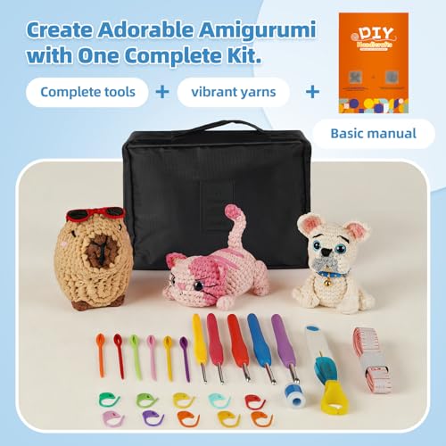 Image of iptek Crochet Kit for Beginners Adults,Crochet Yarn for Beginners, 10colors Total Crochet Yarn Kits with Easy-to -See Stitches,Includes Basic Stitch Guide and extensive amigurumi Video tutorials.