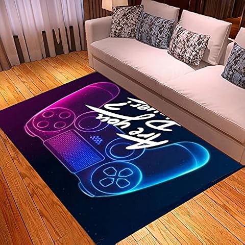 Alfombra Gamer Gaming Habitacion Juvenil Chico Chica Infantiles Pelo Corto Grande Consola De Juego Alfombras Salon Baño Modernas Alfombras Videojuegos Lavable Vinilo Azul Púrpura Cover