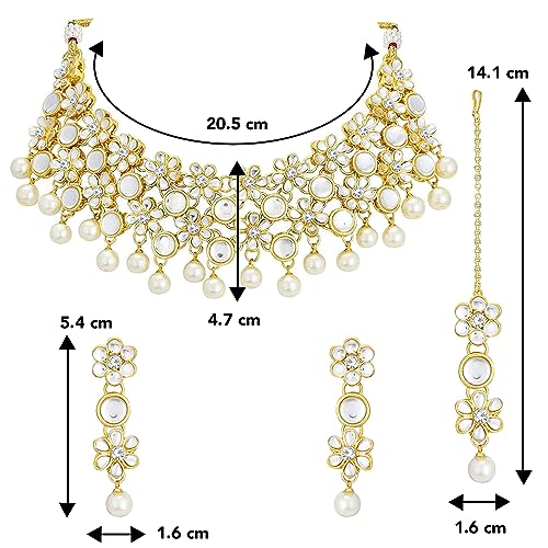Image of Peora Traditional Ethnic Kundan Pearl Traditional Jewellery Set Gift for Women