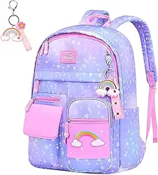 Mochila Escolar Infantil Menina Impermeável 41cm – Mochila Feminina Infantil Reforçada com Compartimentos, Abertura 180°, Multi Bolsos, Leve para Escola, Passeio e Viagem