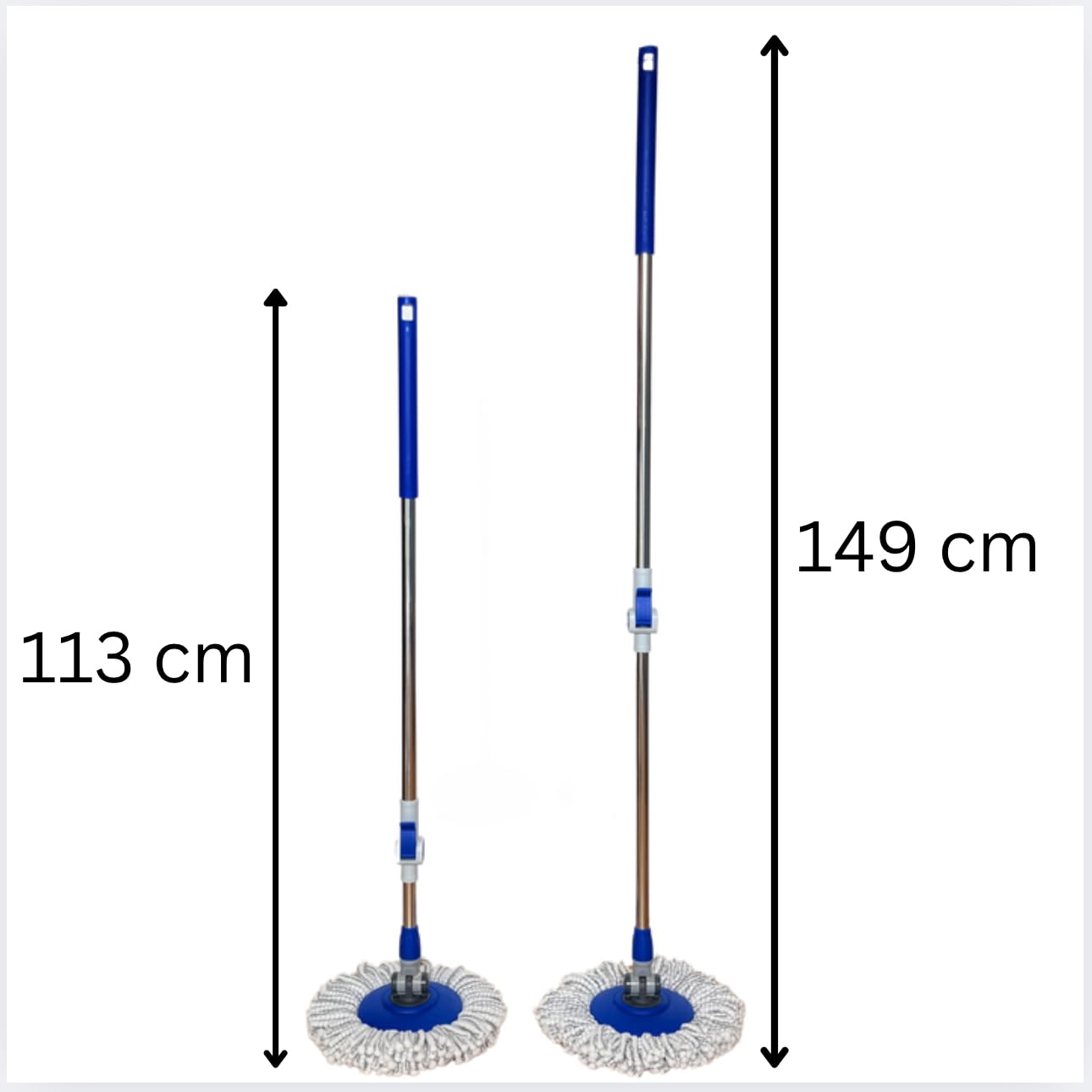 Putzeimer Set – Putzset mit höhenverstellbarem, rotierendem Edelstahl-Stiel (bis 149 cm), 30L Putzeimer & 2 Putzlappen (Ø 30 cm Mop) – Wischmopp Set für Laminat, Fliesen & Parkett (Blau)