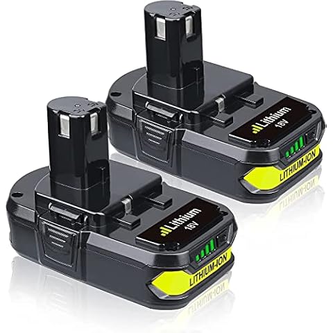 Masione 2Pack 3.0Ah 18V P102 Lithium-Ion Replacement for Ryobi 18v Battery P102 P103 P104 P105 P107 P108 P109 P190 Compatible with Ryobi Batteries Cordless Power Tools Cover