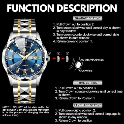 Image of LONGBO Zenith Diamond Analog Watch for Men Business Stainless Steel Watches Luxury Men's Wristwatch | Birthday Gift for Men | Gift for Husband | Gift for Brother