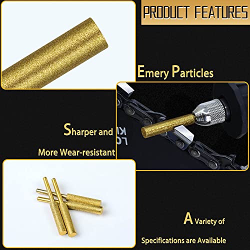 Yunvi 48 Pieces High Hardness Diamond Chainsaw Sharpener-Titanium Plated Burr Stone Mini Chainsaw Sharpening Stone Grinder Tool For Electric, Stone Carvings 16 Pcs Each Size（5/32''，3/16''，7/32''） #TOP3