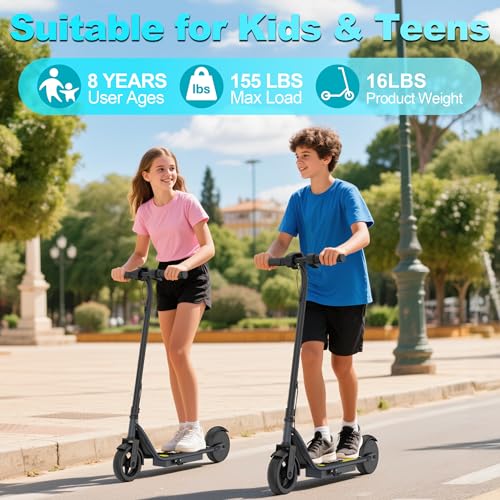 Image of Electric Scooter with 250W Brushless Motor, 10 mph Max Speed, 6.5 inch Solid Tire, 10 Mile Max Range, Dual Brakes