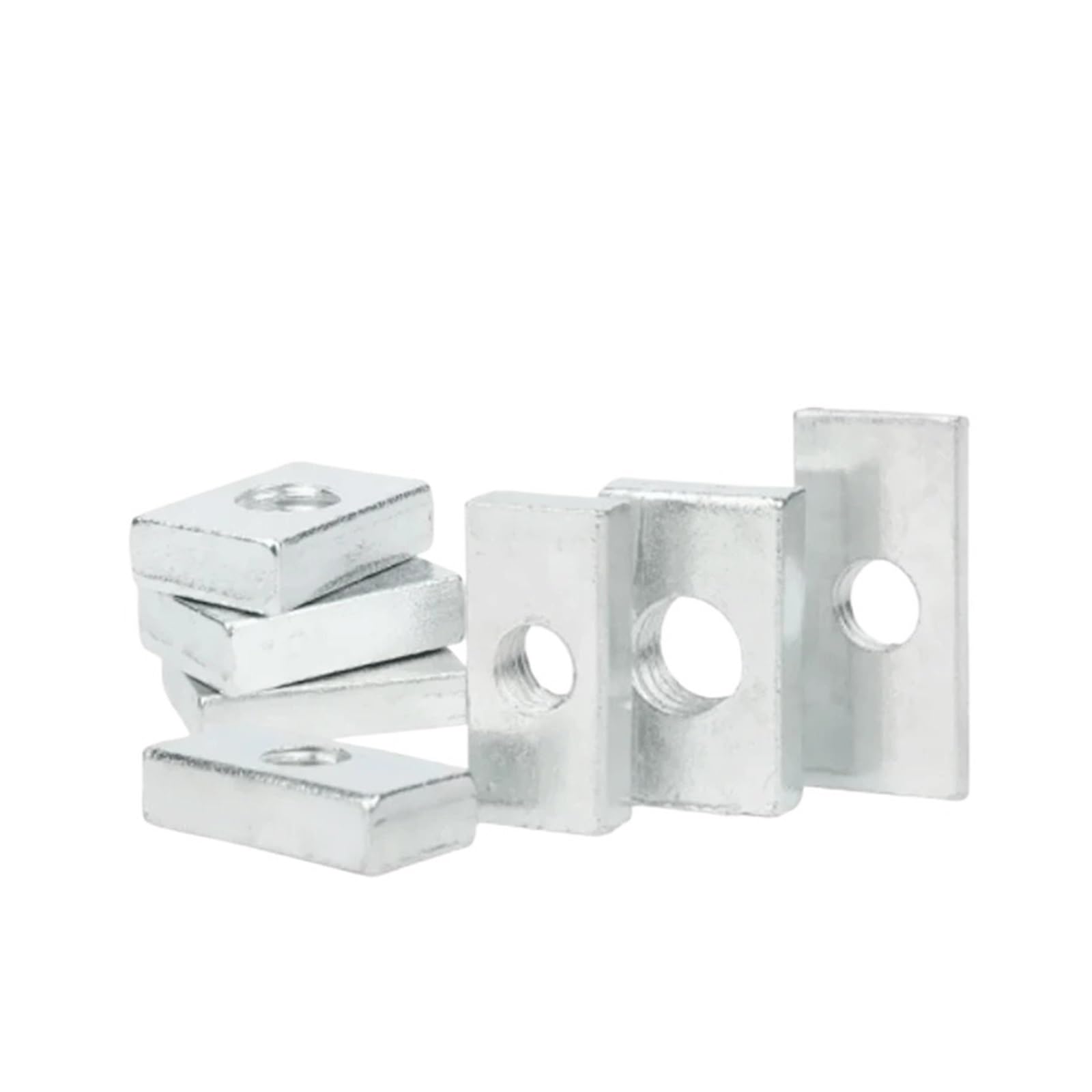 10/50 piezas Tuercas cuadradas M3 M4 M5 M6 M8 Tuercas rectangulares Tuercas deslizantes delgadas Accesorio de perfil de aluminio de acero al carbono galvanizado(50pcs,M5x20x15x4)
