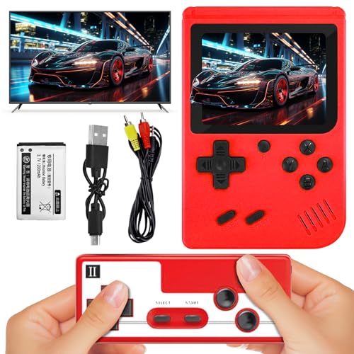 Handheld Game Console, Portable Game Console with 400+ Classic Games, Retro Handheld Game Console Support TV Connection & 2 Players, Handheld Video Games Console, 1020mAh, 3-inch Screen (Red)