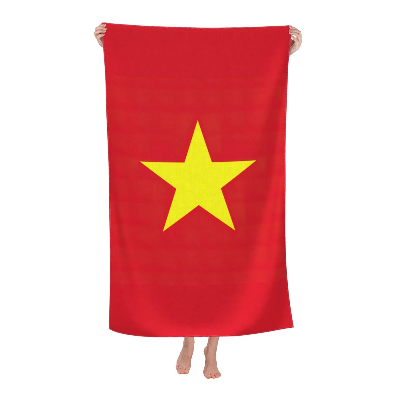 NImongt Vietnamese Flag Print Oversized Adult Beach Towel For Travel Weekend Getaways Festivals Camping Trips