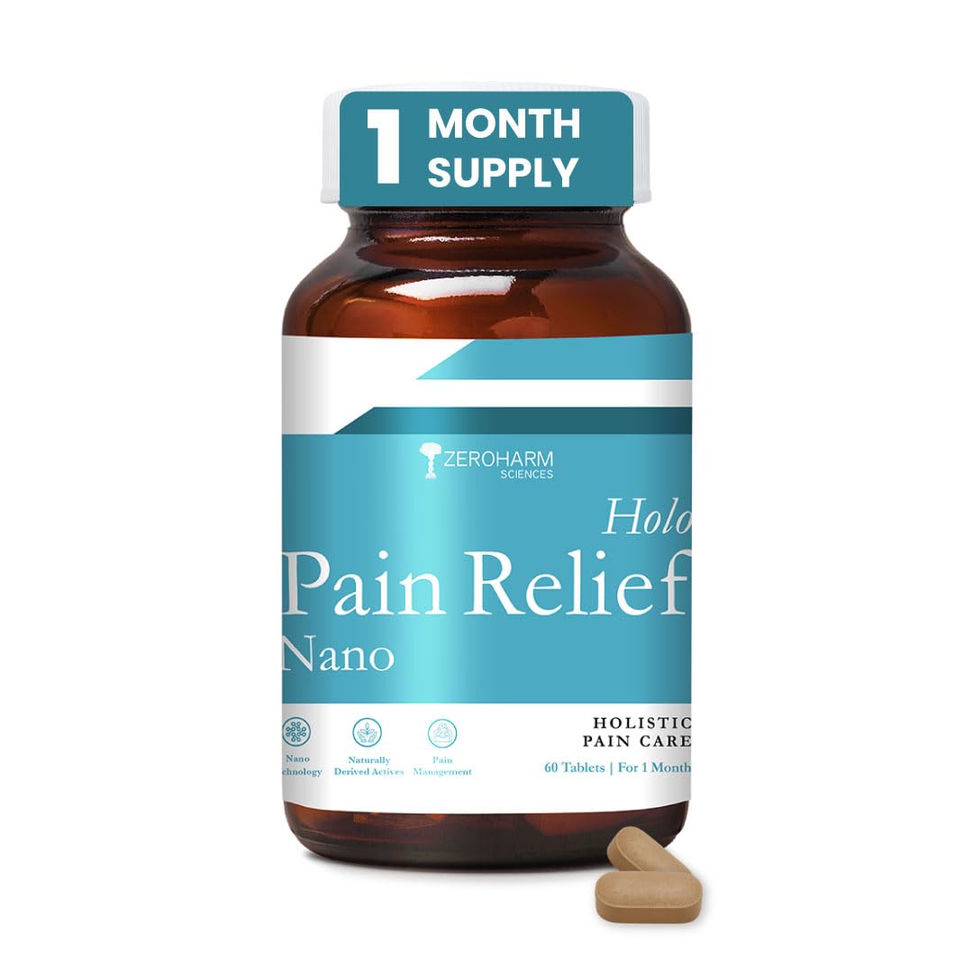 ZEROHARM Holo Pain Relief Tablets | Willow Bark, Boswellia, Turmeric & Ginger | Pain Management | Reduces Inflammation, Relieves Knee Pain & Improves Mobility | Non-Addictive | 60 Veg Tablets : Amazon.in: Health & Personal Care
