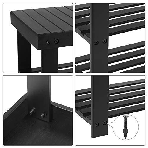 SONGMICS Sturdy Shoe Rack Bench,3-Tier Bamboo Shoe Organizer,Storage Shelf Holds Up to 264 Lbs,ideal for Entryway Bathroom Living Corridor