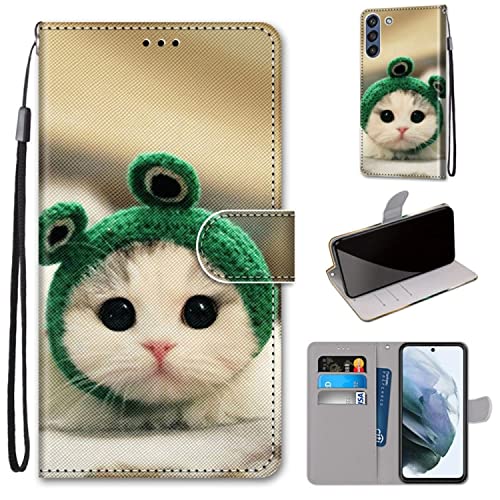 Étui Samsung S21 FE König Design à rabat avec motif chatons et grenouille