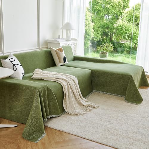 Image of Waterproof Sectional Couch Covers,L Shaped Couch Covers for Pets Washable Sofa Covers for Dogs Sofa SlipCover for Sectional Couches Protector Covers for Living Room (71 inch x 102 inch + 71 inch x 110 inch, Green)