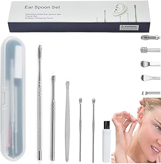 6 Pezzi Pulisci Orecchie, Kit di Rimozione del Cerume, Strumenti per Pulizia dell’Orecchio in Acciaio Inox, Pulisci Orecchie Cerume con Scatola Portaoggetti, per Bambini, Adolescenti e Adulti