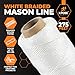 Xpose Safety White Mason Line String – #18 Braided Nylon Twine – 275 Ft Durable Construction Line for Masonry Tools, String Level, Landscaping, and Gardening