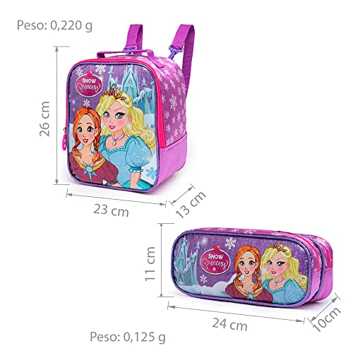 Kit Bolsa Mochila Escolar Spector Princesas do Gelo Mochila de Rodinha Lantejoulas+ Lancheira+ Estojo Reforçada 5 51zqOdj9grL