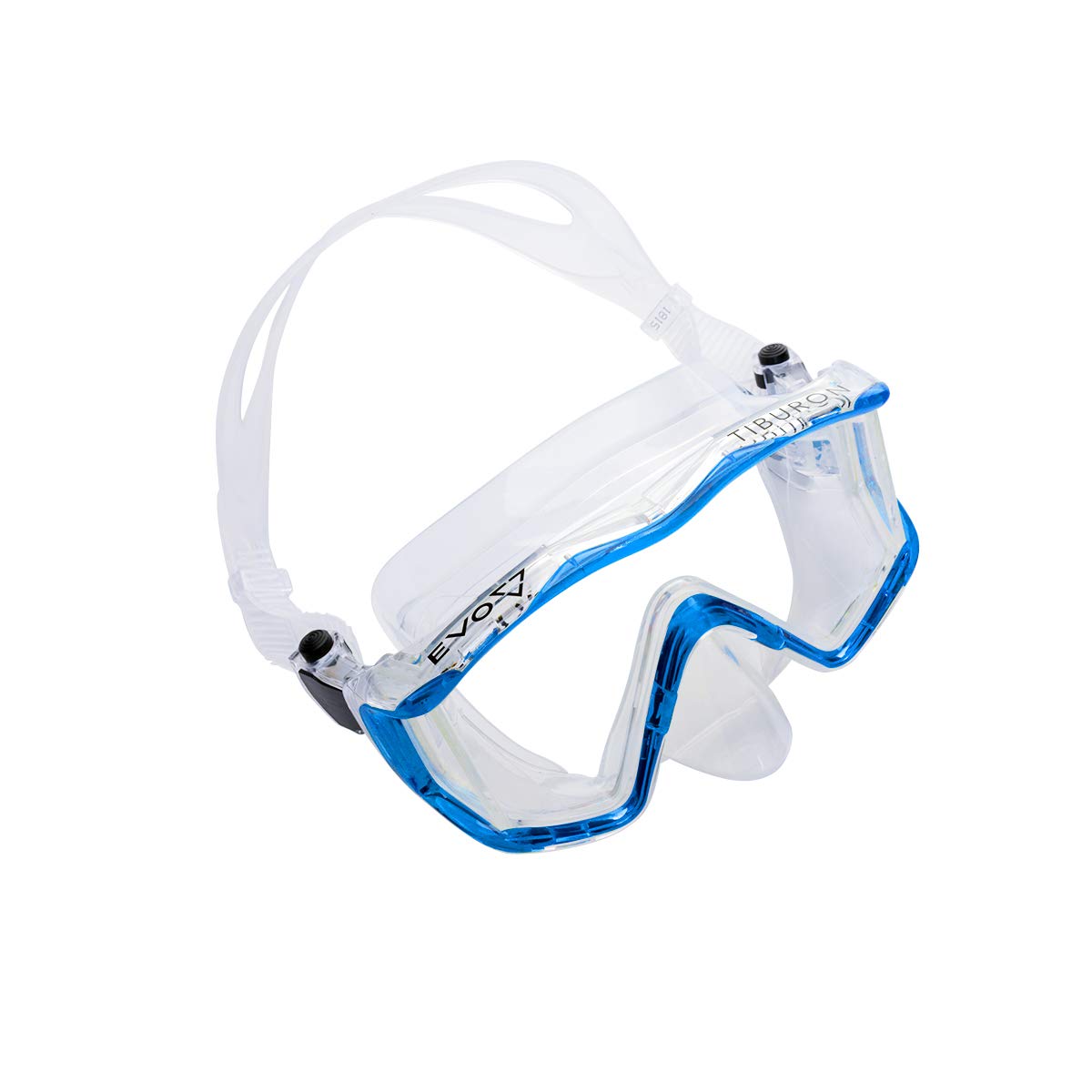 EVO Tiburon 3-Lens Panoramic Dive Mask - Scuba Diving Mask - Diving Masks for Adults - Scuba Diving Accessories - Scuba Gear - Dive Mask - Scuba Masks - Dive Gear - Scuba Diving Gear (Blue)