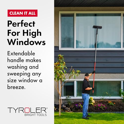 Image of Tyroler Window Washing Kit with Extension Pole 4.5 to 7.5 Ft Handle | Telescopic Window Squeegee Tool With Natural Rubber Blade For Better Reach And Streak-Free Window Cleaning