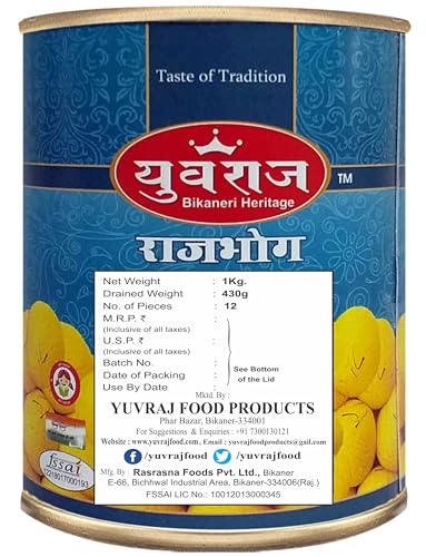 Image of YUVRAJ Cham Cham & Rajbhog kesar (saffron) Sweets combo pack (1 KG x 2)